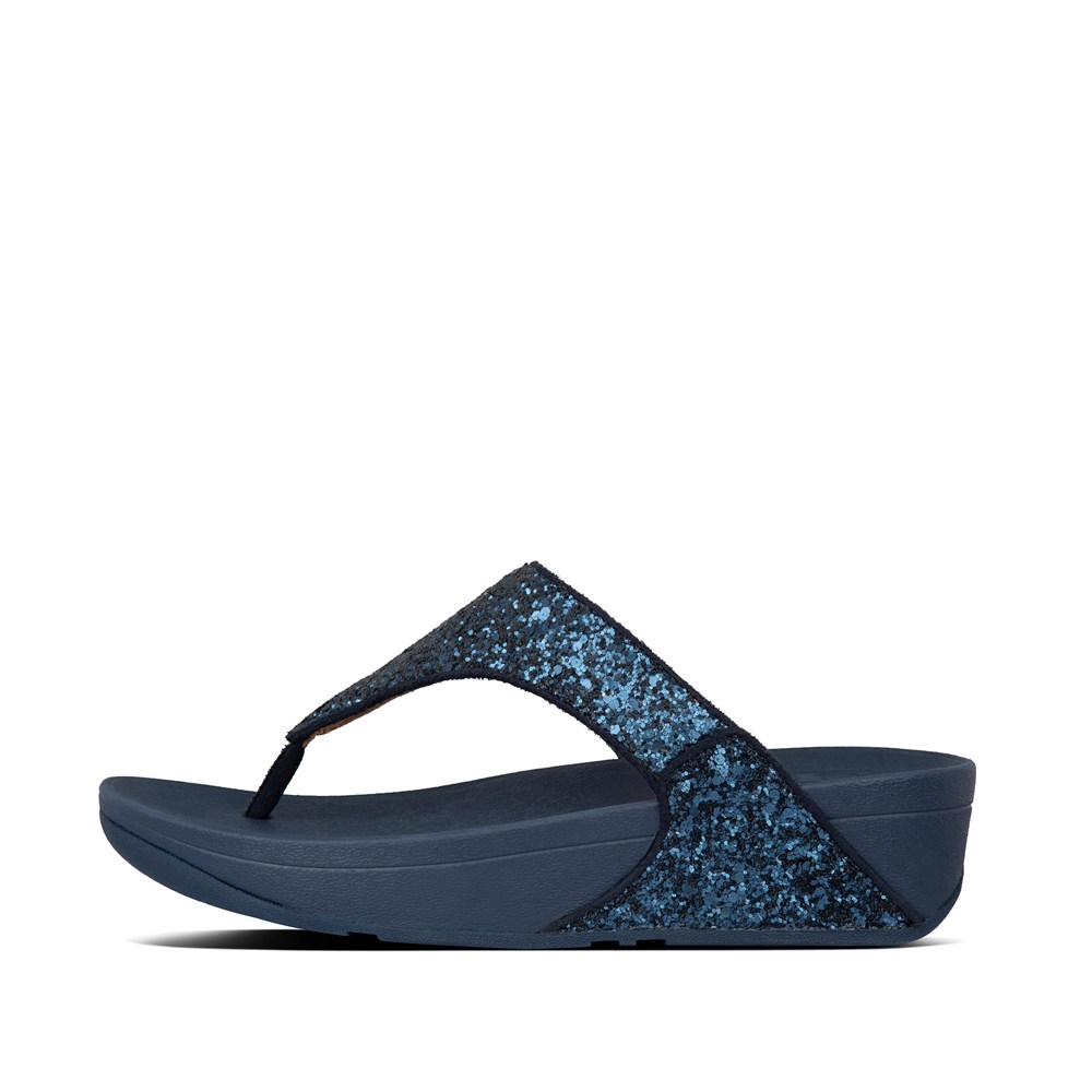 Fitflop Womens Sandals - Lulu Glitter Toe-post - Navy - 245-QAVZIP